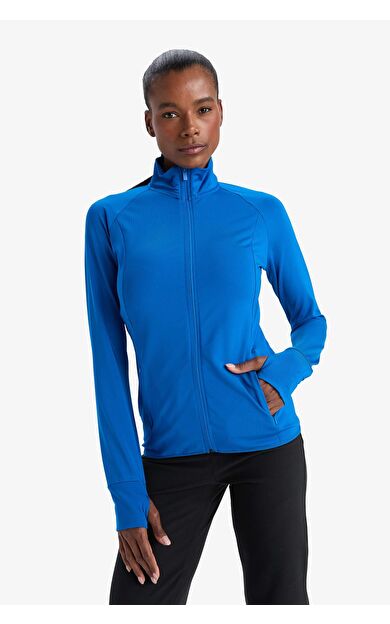 DeFactoFit Fitted Dik Yaka Sporcu Fermuarlı Sweatshirt Hırka