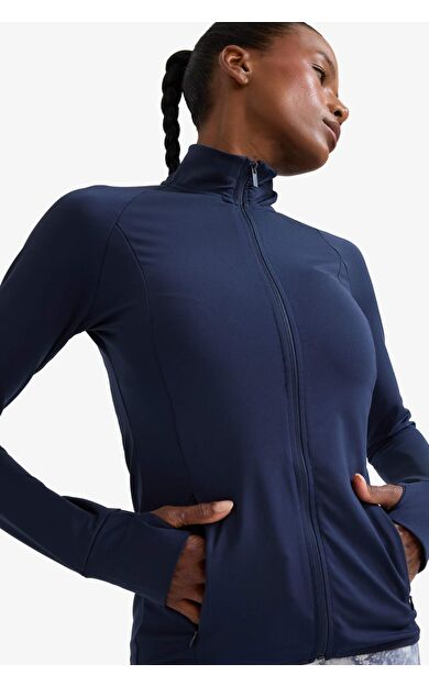 DeFactoFit Fitted Dik Yaka Sporcu Fermuarlı Sweatshirt Hırka