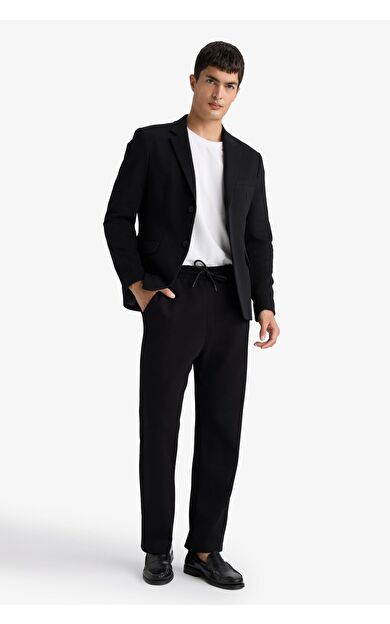 DeFacto Regular Fit Beli Bağcıklı Düz Paça Eşofman Altı E7829AX25AUBK81