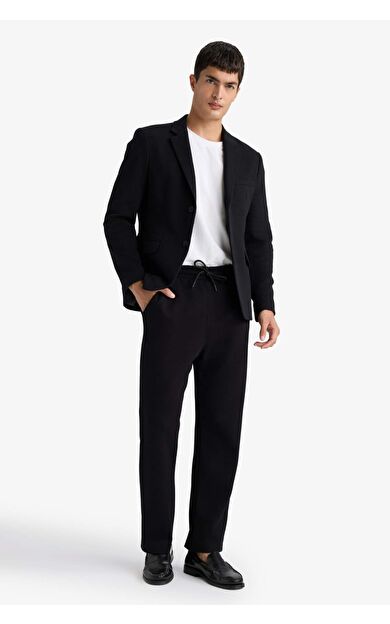 Regular Fit Beli Bağcıklı Düz Paça Eşofman Altı E7829AX25AUBK81