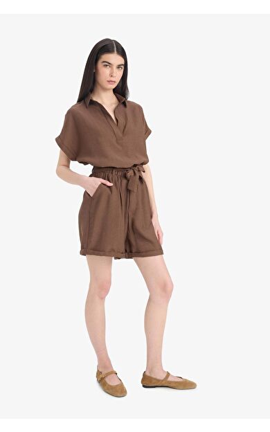 DeFacto Yüksek Bel Krinkıl Kumaş Şort