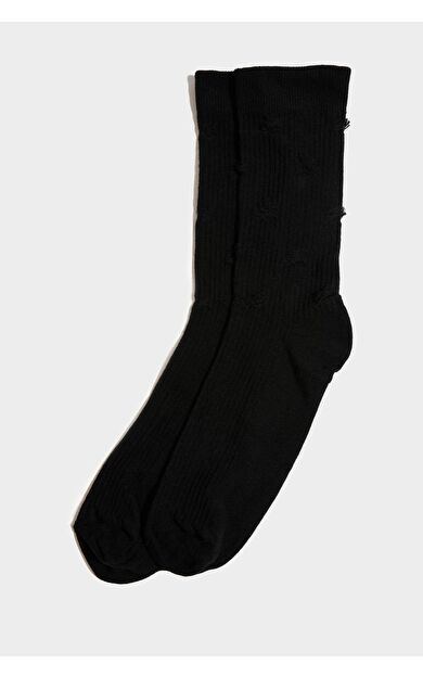 DeFacto Erkek Dikişsiz Yırtık Desenli Penye Pamuklu Uzun Çorap E7843AXNSBK26