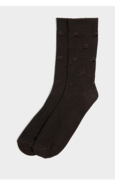 DeFacto Erkek Dikişsiz Yırtık Desenli Penye Pamuklu Uzun Çorap E7843AXNSBN269