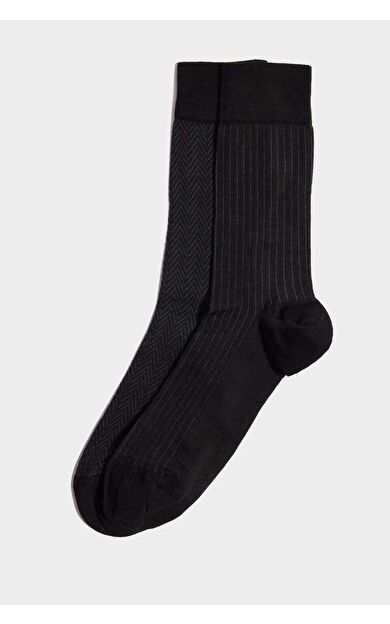 DeFacto Erkek Dikişsiz Ultra Hafif 2'li Uzun Çorap E7853AXNSBK26