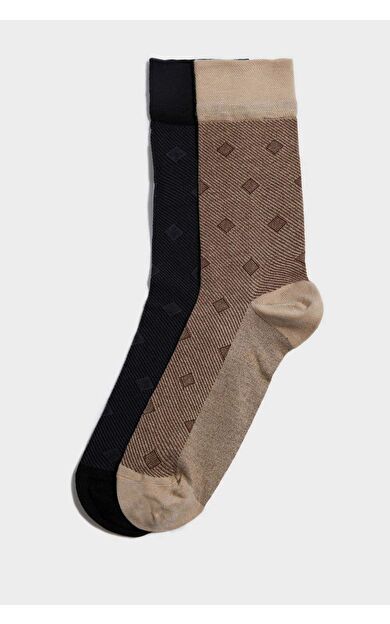 DeFacto Erkek Dikişsiz 2'li Merserize Pamuklu Premium Uzun Çorap