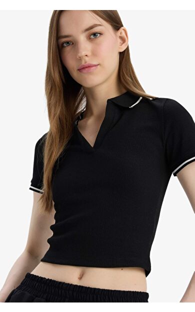 DeFacto Fitted Polo Yaka Basic DÜZ Fitilli Kaşkorse Kısa Kollu Tişört
