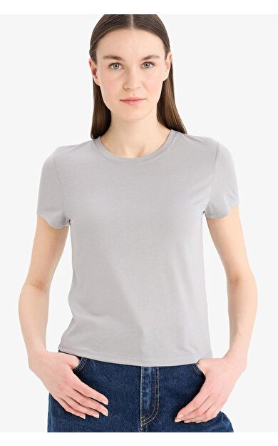 DeFacto Fitted Bisiklet Yaka Kısa Kollu Tişört E7953AX25SMGR454