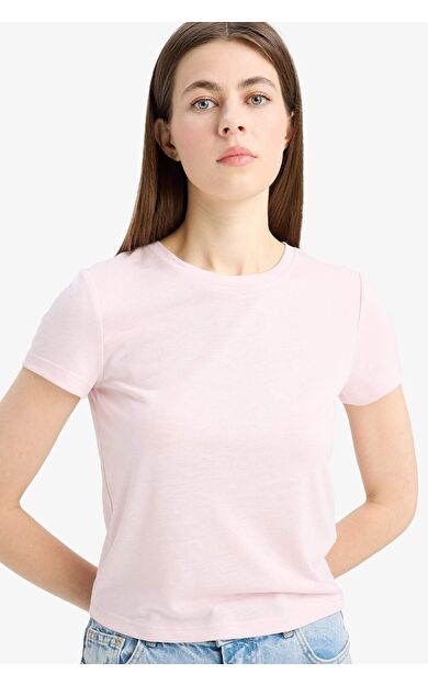 DeFacto Fitted Bisiklet Yaka Basic Düz Kısa Kollu Tişört E7953AX25SMPN38