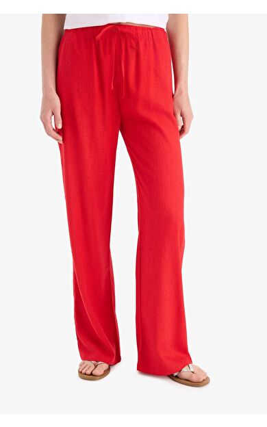 DeFacto Straight Fit Çift Cepli Kısa Boy Keten Karışımlı Pantolon E7957AX25SMRD117