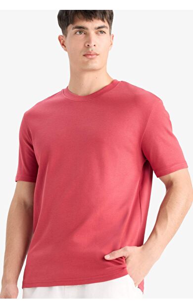 DeFacto Regular Fit Bisiklet Yaka Basic Düz Kısa Kollu Tişört E7961AX25AUBR238