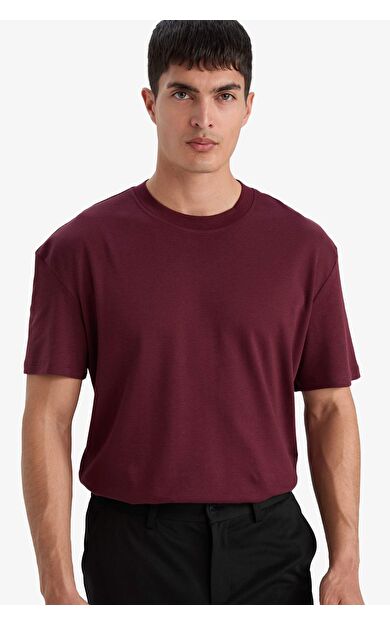 %100 Pamuk Regular Fit Bisiklet Yaka Basic Düz Kısa Kollu Tişört