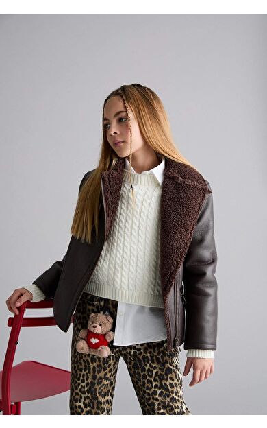 Kız Çocuk Pelüş Astar Fermuarlı Cepli Mont