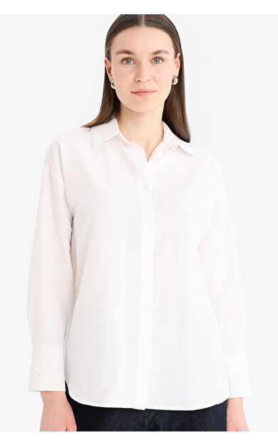 DeFacto Relax Fit Poplin Uzun Kollu Tunik