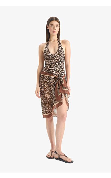 Regular Fit Leopar Desenli Şifon Pareo-Fall in Love