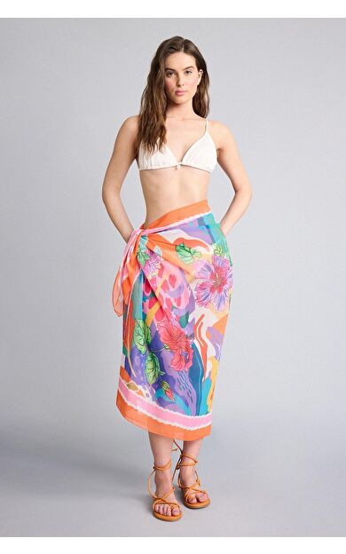 DeFacto Regular Fit Tropikal Desenli Şifon Pareo-Fall in Love E8219AX25HSOG315