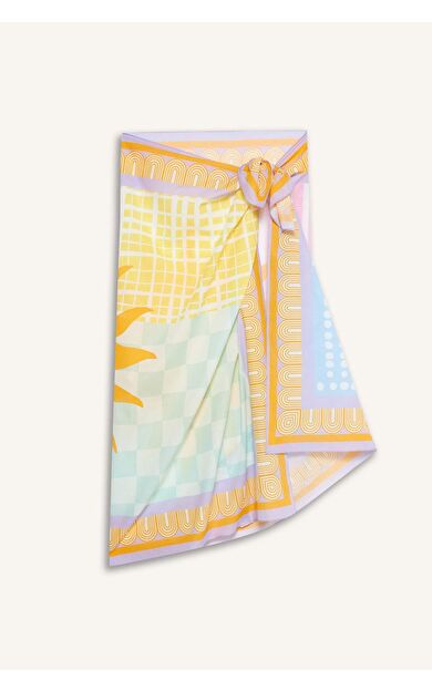 Regular Fit Palmiye Desenli Pamuklu Pareo-Fall in Love E8220AX25HSOG572