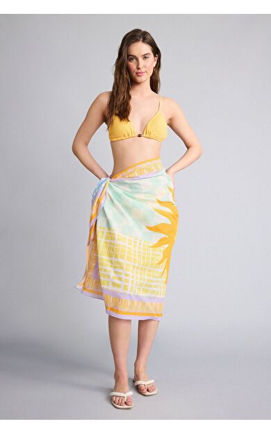 DeFacto Regular Fit Palmiye Desenli Pamuklu Pareo-Fall in Love E8220AX25HSOG572