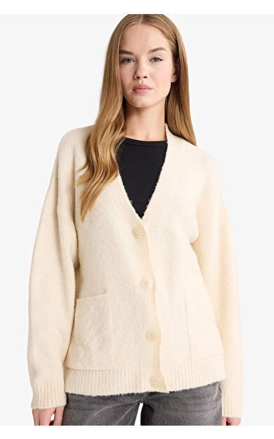 Oversize Geniş Kalıp V Yaka Hırka