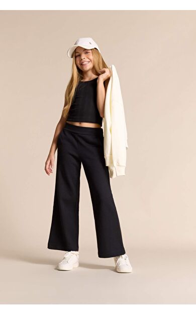 DeFacto Kız Çocuk Wide Leg Waffle Geniş Paça Pantolon