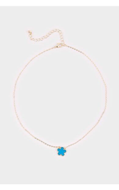 Kadın Mavi Yonca Detaylı Kolye