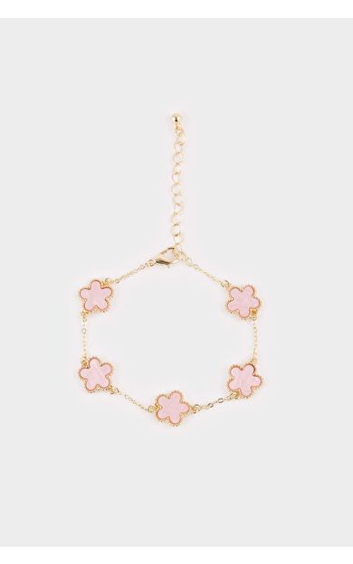 Kadın Pembe Yonca Detaylı Bileklik