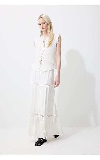 A Kesim Normal Bel Astarlı Krinkıl Viskon Maxi Etek