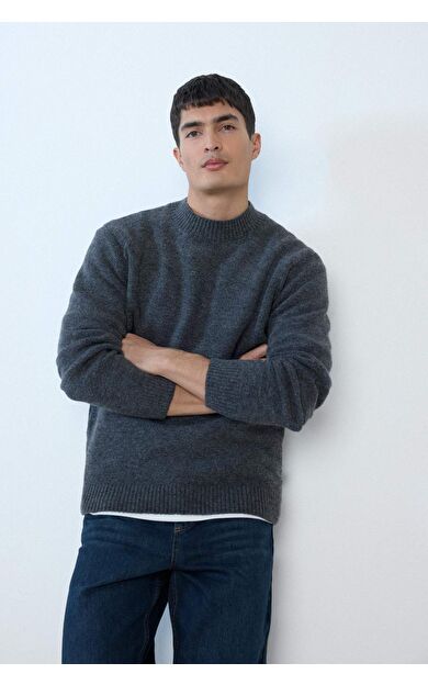 Relax Fit Bisiklet Yaka Triko Kazak E8390AX25CWAR4