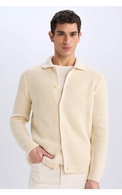 DeFacto Standart Fit Polo Yaka Düğmeli Triko Hırka E8397AX24CWER139