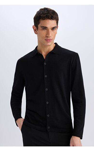 DeFacto Standart Fit Polo Yaka Düğmeli Triko Hırka E8399AX24CWBK27