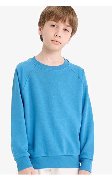 DeFacto Erkek Çocuk Bisiklet Yaka Basic Düz Sweatshirt E8415A825AUBE278