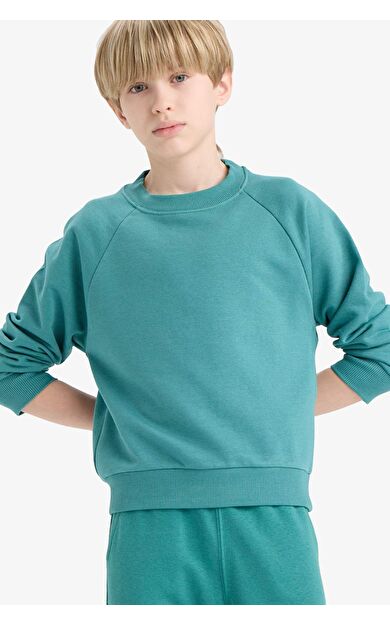 DeFacto Erkek Çocuk Bisiklet Yaka Basic Düz Sweatshirt E8415A825AUGN1270
