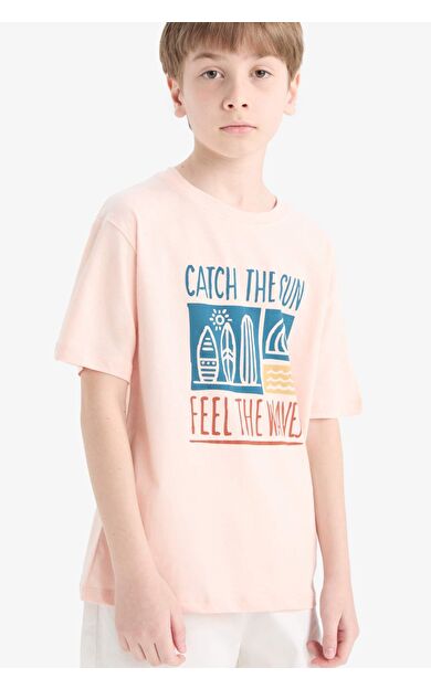 DeFacto Erkek Çocuk Bisiklet Yaka Baskılı Kısa Kollu Tişört E8454A825HSPN188