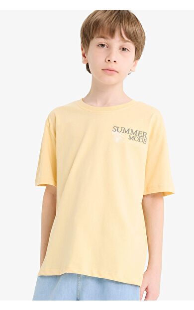 DeFacto Erkek Çocuk Regular Fit Bisiklet Yaka Baskılı Kısa Kollu Tişört E8455A825HSYL252