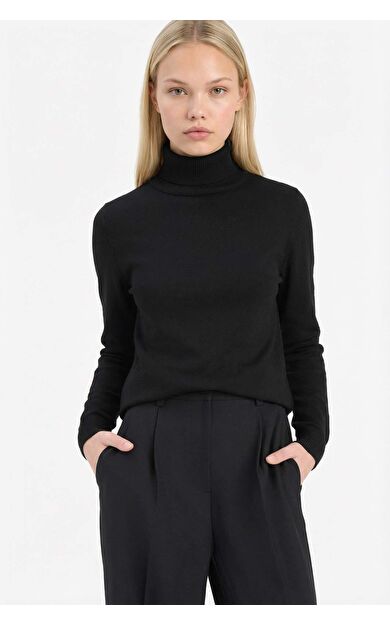 Regular Fit Yarım Balıkçı Yaka Kazak E8498AX25WNBK27