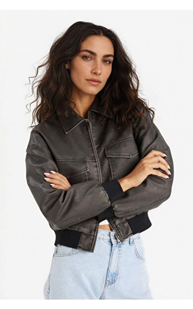 Polo Yaka Tafta Suni Deri Mont