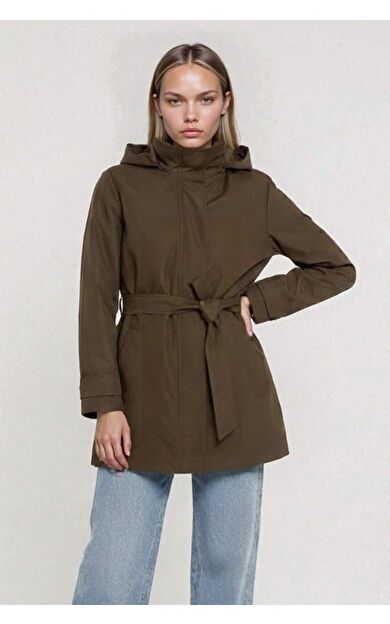 DeFacto Regular Fit Kapüşonlu Kemerli Trençkot