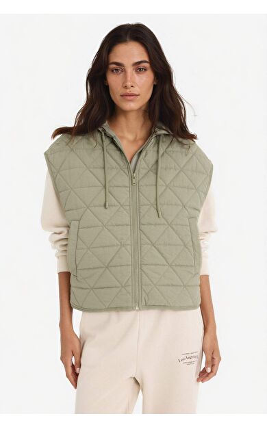 DeFacto Relax Fit Kapüşonlu Kapitoneli Fermuarlı Yelek