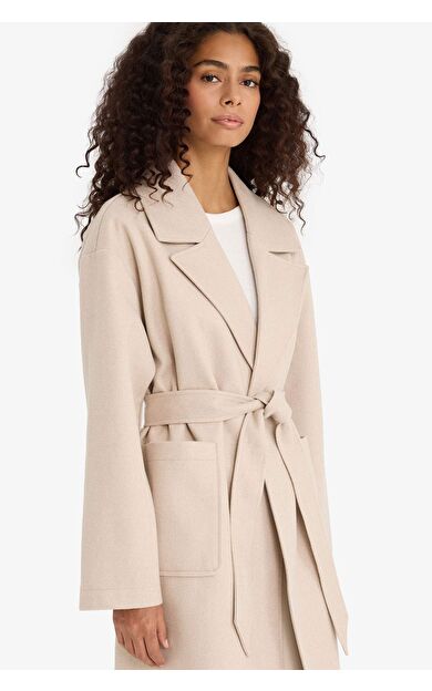 Regular Fit Kuşaklı Kaşe Kaban E8636AX25AUER128