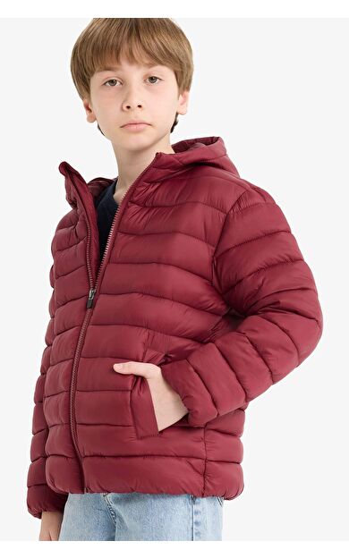 Erkek Çocuk Su İtici Kapüşonlu Fermuarlı Şişme Mont E8688A825AUBR194