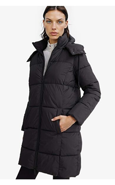 Su Geçirmez Regular Fit Kapüşonlu Fermuarlık Uzun Mont