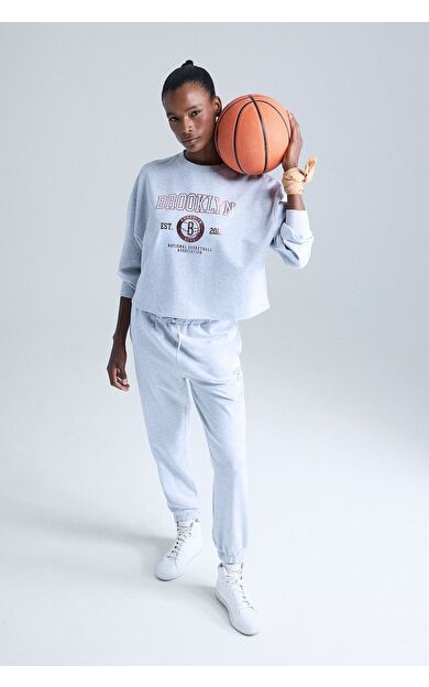DeFacto DeFactoFit NBA Brooklyn Nets Standart Fit Cepli Sporcu Jogger Eşofman Altı