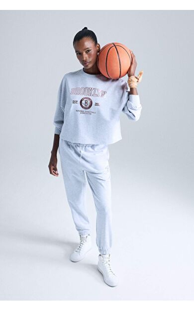 DeFacto DeFactoFit NBA Brooklyn Nets Standart Fit Cepli Sporcu Jogger Eşofman Altı