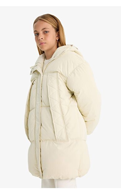 Kız Çocuk Su Geçirmez Kapüşonlu Parka