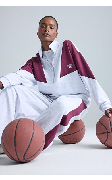 DeFacto DeFactoFit NBA Boston Celtics Oversize Fit Yarım Fermuarlı Skuba Dalgıç Kumaş Sporcu Sweatshirt