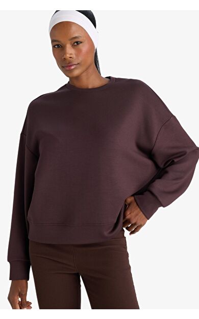 DeFacto DeFactoFit Oversize Geniş Kalıp Bisiklet Yaka Modal Sporcu Sweatshirt E8954AX25AUBN340