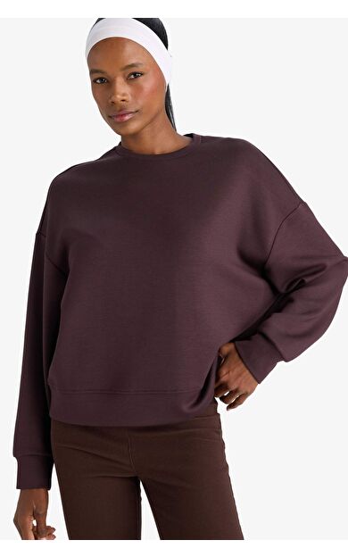 DeFactoFit Oversize Geniş Kalıp Bisiklet Yaka Modal Sporcu Sweatshirt E8954AX25AUBN340