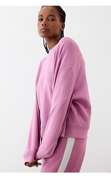 DeFacto DeFactoFit Oversize Geniş Kalıp Bisiklet Yaka Modal Sporcu Sweatshirt E8954AX25AUBR95