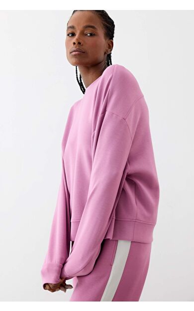 DeFacto DeFactoFit Oversize Geniş Kalıp Bisiklet Yaka Modal Sporcu Sweatshirt E8954AX25AUBR95