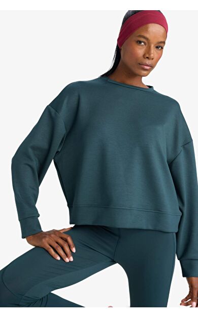 DeFactoFit Oversize Geniş Kalıp Bisiklet Yaka Modal Ultra Soft Sweatshirt