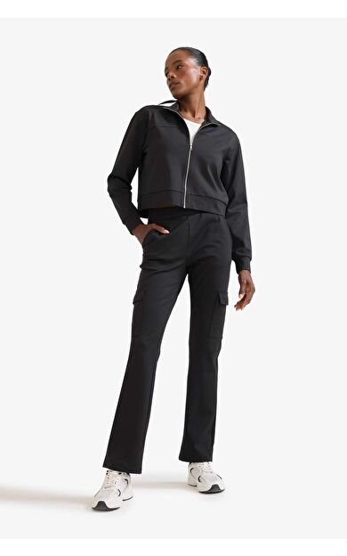 DeFacto DeFactoFit Wide Leg Kargo Cepli Düz Paça Standart Boy Sporcu Pantolon